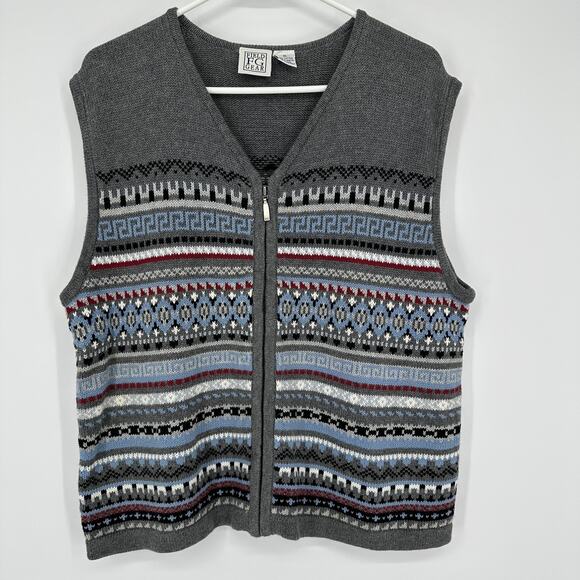 Field Gear Other - Field Gear Sweater Vest Men XL Zip Front Geometric Pattern Knit Pullover Preppy